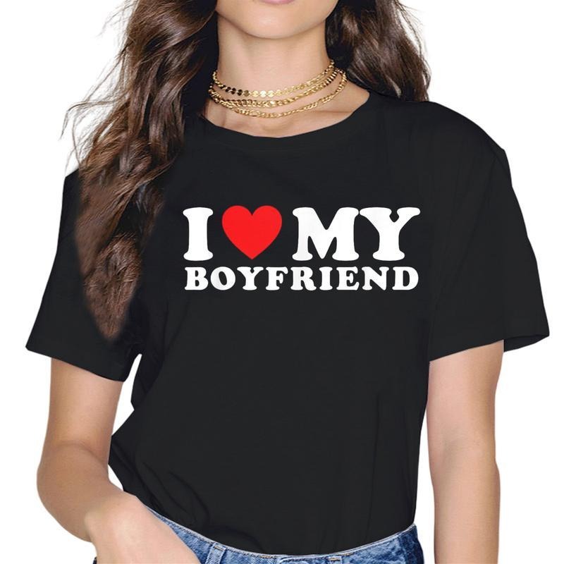 [100% Cotton]I Love My Boyfriend Girlfriend Little Sister Dad Mom Wife Husband T-shirt Red Heart Family T-shirt Print...