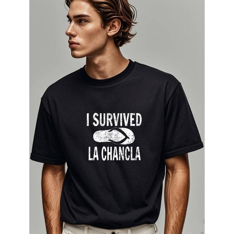 [100% Cotton I Survived La Chancla] 100% Cotton Moisture-Wicking I Survived La Chancla Men's Graphic T-Shirt | Quick-Dry...