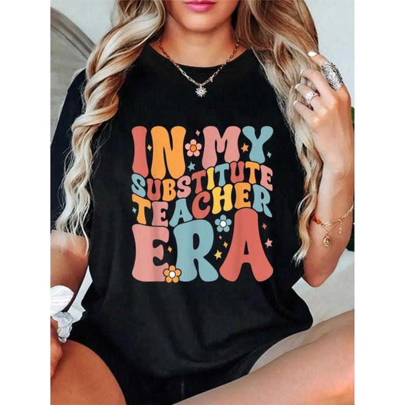 100% Cotton In My Substitute Teacher Era Retro Groovy Back To School T-Shirt Hoodie, Sweatshirt | UrbanDripWear.com
