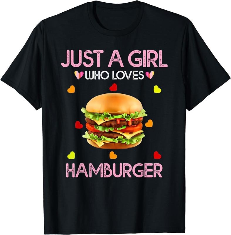 [100% Cotton]Just A Girl Who Loves Hamburger For Women Girl Kids T-Shirt Hoodie, Sweatshirt | UrbanDripWear.com