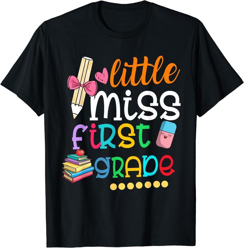[100% Cotton]Kids Little Miss First Grade Shirt Back To School 1st Grader T-Shirt Hoodie, Sweatshirt | UrbanDripWear.com