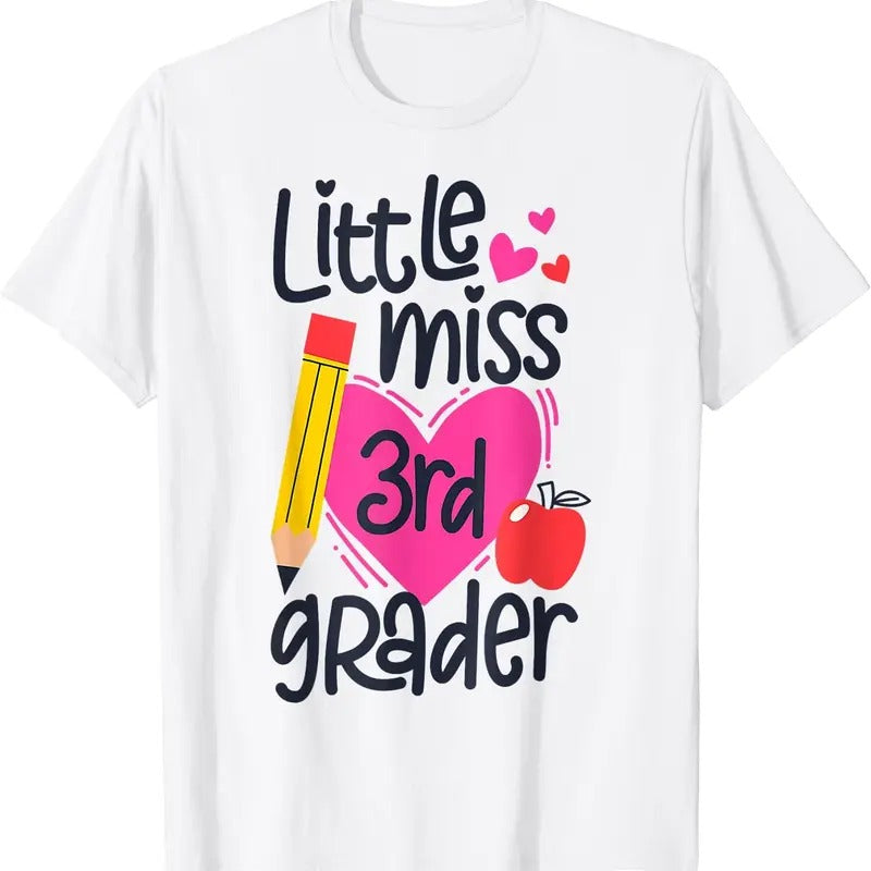 [100% Cotton]Little Miss 3rd Grader First Day Of Third Grade Girls T-Shirt White Hoodie, Sweatshirt | UrbanDripWear.com