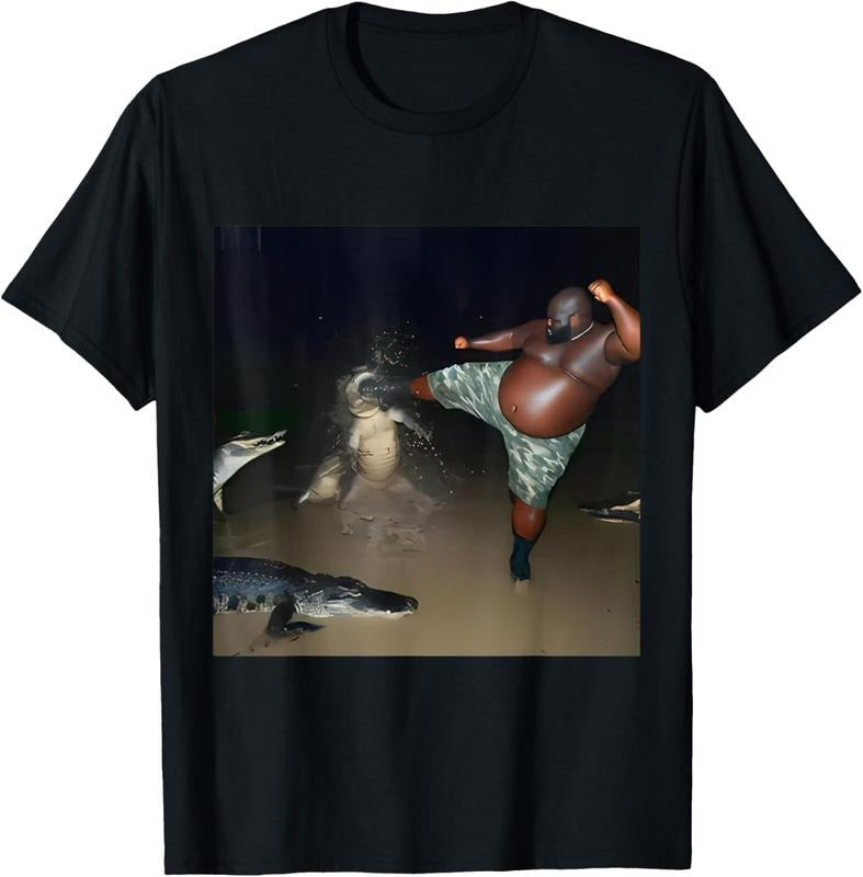 100% Cotton Man Kick Alligator In Swamp Funny Oddly Specific Meme T-Shirt Hoodie, Sweatshirt | UrbanDripWear.com