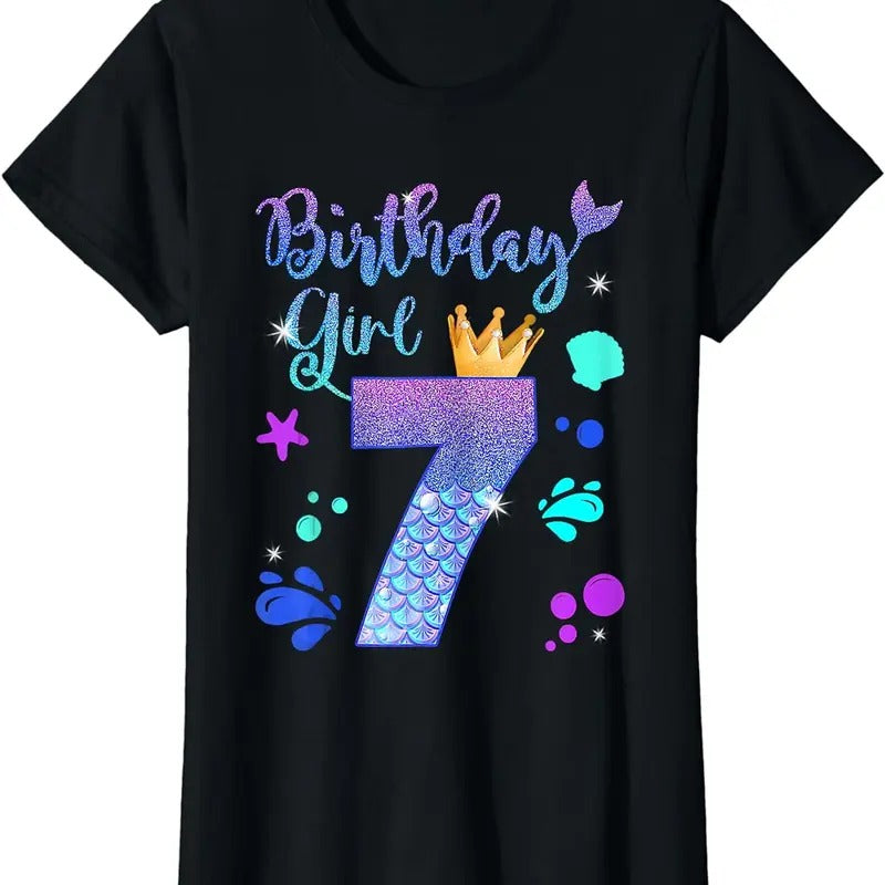[100% Cotton]Mermaid Birthday Girl 7 Year Old Its My 7th Bday Mermaid T-Shirt Hoodie, Sweatshirt | UrbanDripWear.com