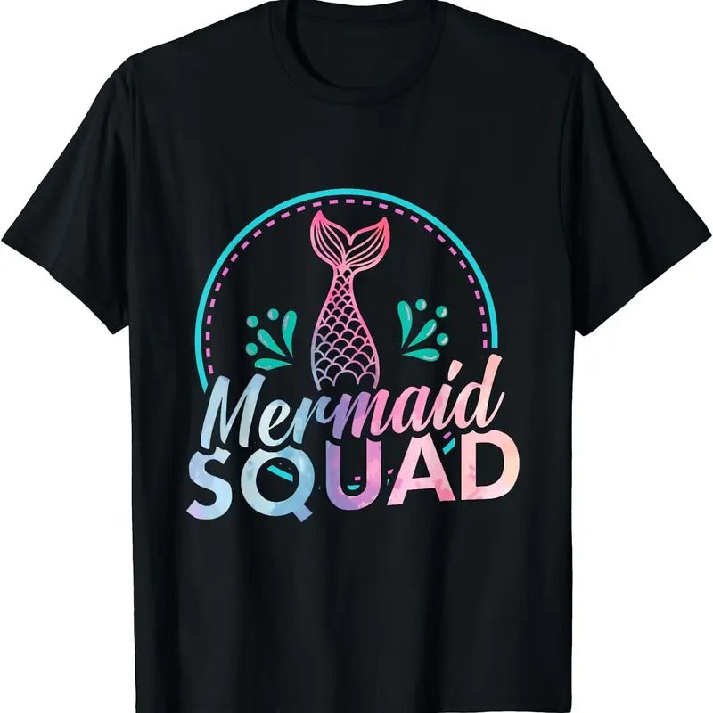[100% Cotton]Mermaid Birthday Squad Party Womens Girls Mens T-Shirt Hoodie, Sweatshirt | UrbanDripWear.com