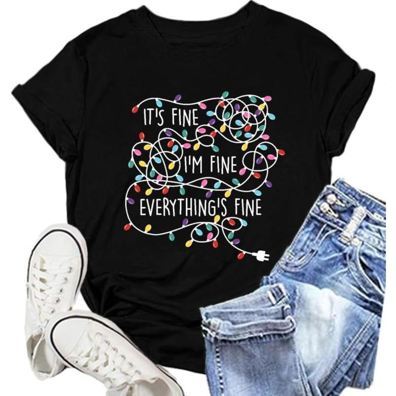100% Cotton Merry Christmas Shirt for Women Xmas Holiday Tshirt Christmas Lights Tee Top Hoodie, Sweatshirt