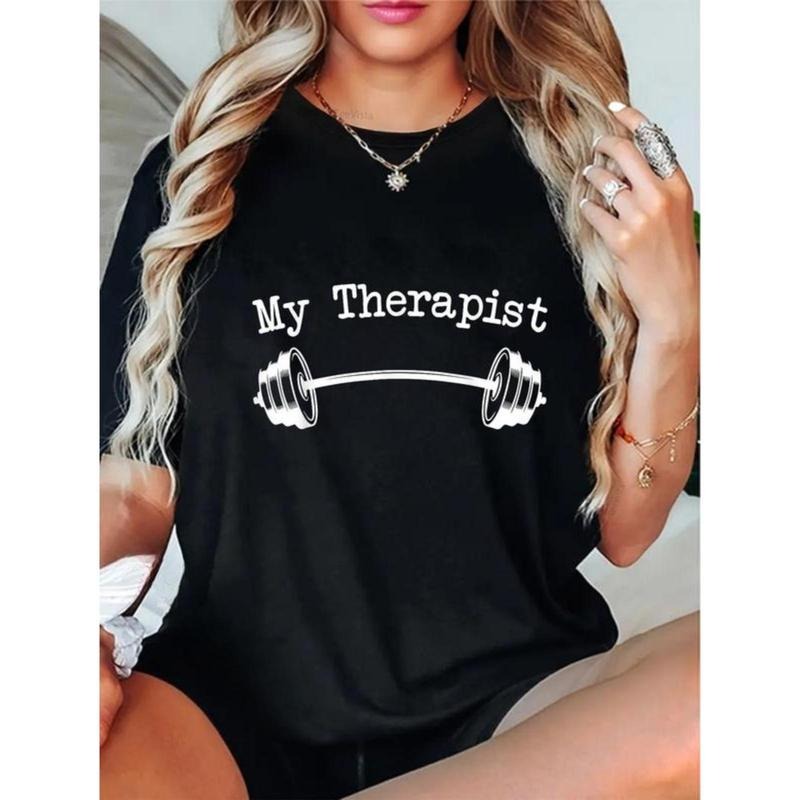 100% Cotton My Therapist (Barbell) Funny Workout Weight Lifting Tshirts T-Shirt Hoodie, Sweatshirt | UrbanDripWear.com