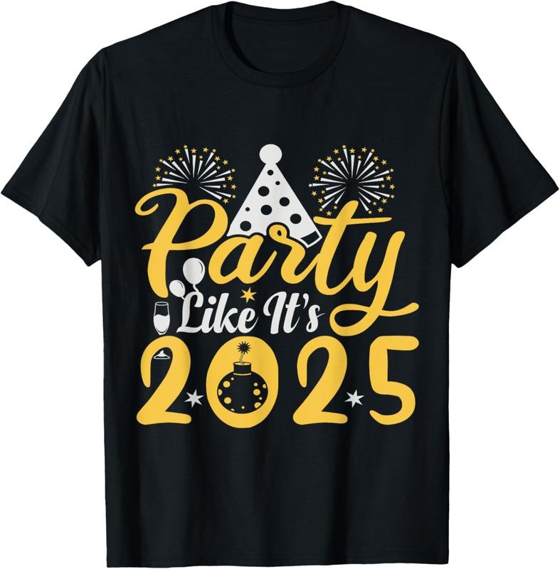 100% Cotton Party Like It's 2025 Happy New Year T-Shirt Hoodie, Sweatshirt | UrbanDripWear.com