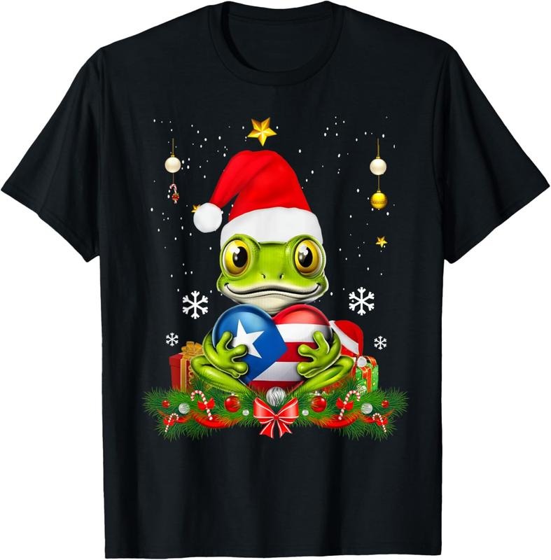 100% Cotton Patriotic Puerto Rico Flag Frog Tree Christmas Puero Rican T-Shirt Hoodie, Sweatshirt | UrbanDripWear.com