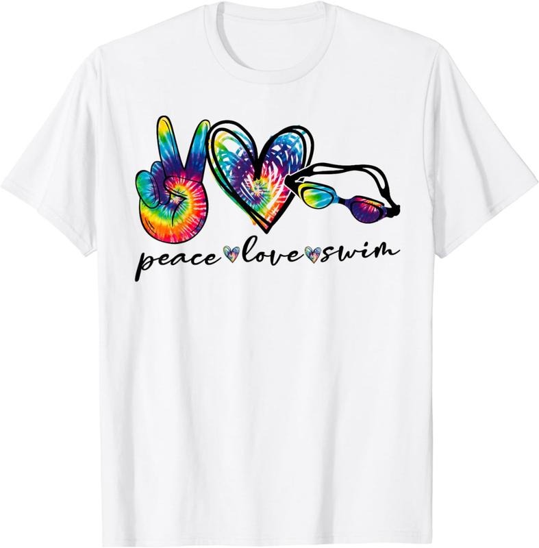 [100% Cotton]Peace Love Swim Goggles Tie Dye Swimmer Swimming Womens T-Shirt Hoodie, Sweatshirt | UrbanDripWear.com