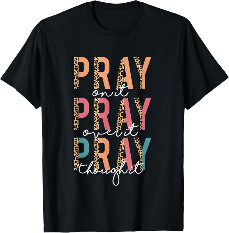 100% Cotton Pray On It Pray Over It Pray Through It Leopard Christian T-Shirt Hoodie, Sweatshirt | UrbanDripWear.com