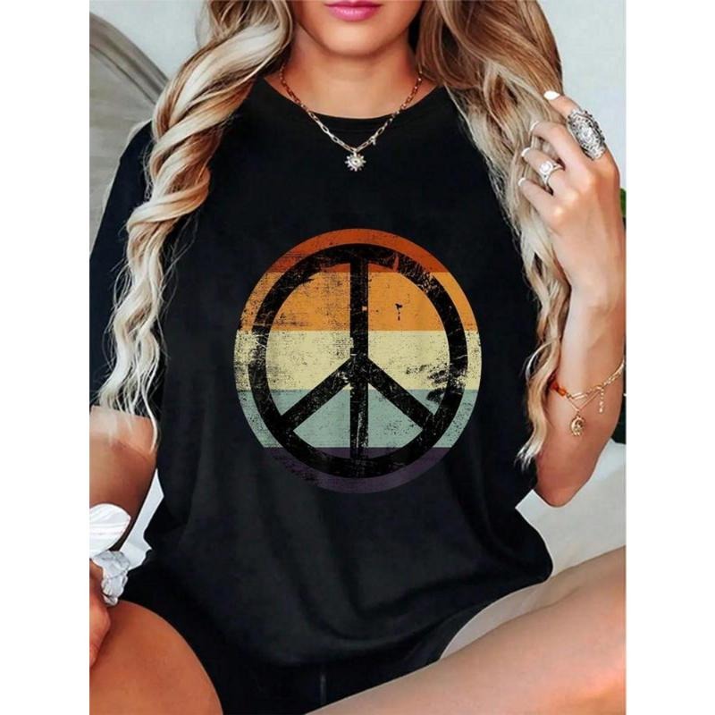 100% Cotton Retro Vintage Distressed Design Peace Sign T-Shirt Hoodie, Sweatshirt | UrbanDripWear.com