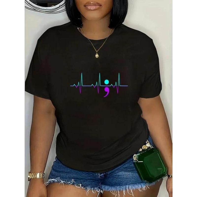 100% Cotton Suicide Awareness Heartbeat Happy Ribbon Support Graphic T-Shirt Hoodie, Sweatshirt | UrbanDripWear.com
