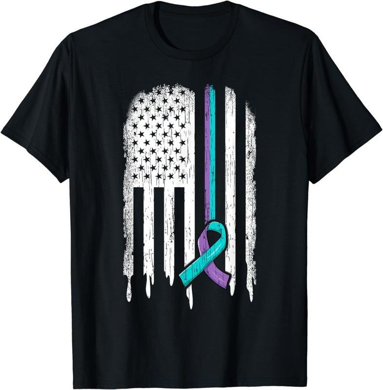 [100% Cotton]Suicide Prevention Shirt USA Flag Ribbon Suicide Survivor T-Shirt Hoodie, Sweatshirt | UrbanDripWear.com