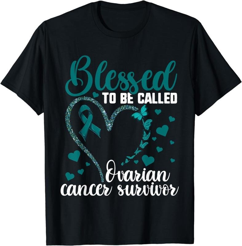 [100% Cotton]Teal Ribbon Shirt, Blessed To Be Ovarian Cancer Survivor T-Shirt Hoodie, Sweatshirt | UrbanDripWear.com