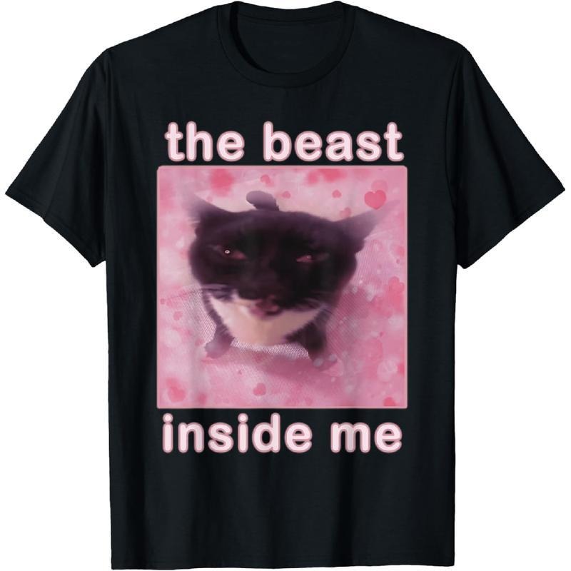 100% Cotton The Beast Inside Me Funny Cat Meme T-Shirt Hoodie, Sweatshirt | UrbanDripWear.com