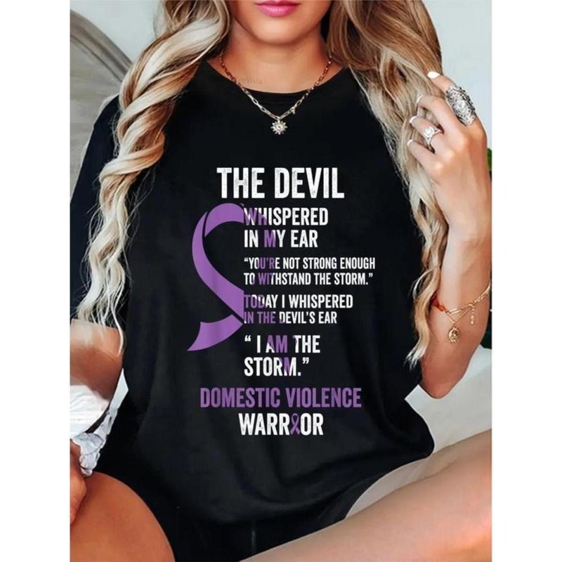 100% Cotton The Devil- Domestic Violence Awareness Support Ribbon T-Shirt Hoodie, Sweatshirt | UrbanDripWear.com