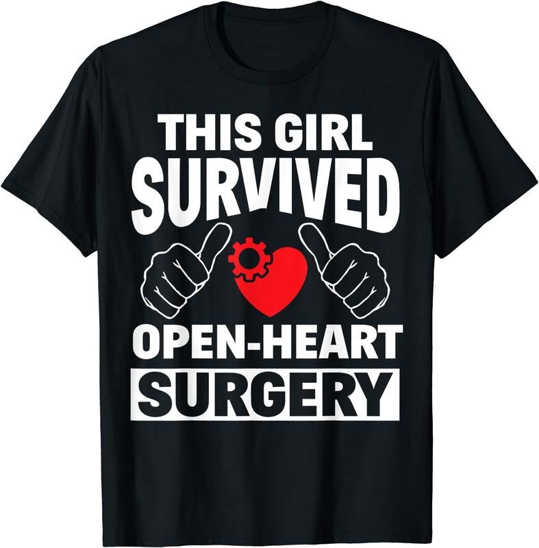[100% Cotton]This Girl Survived Open Heart Surgery Get Well Women Gift T-Shirt Hoodie, Sweatshirt | UrbanDripWear.com