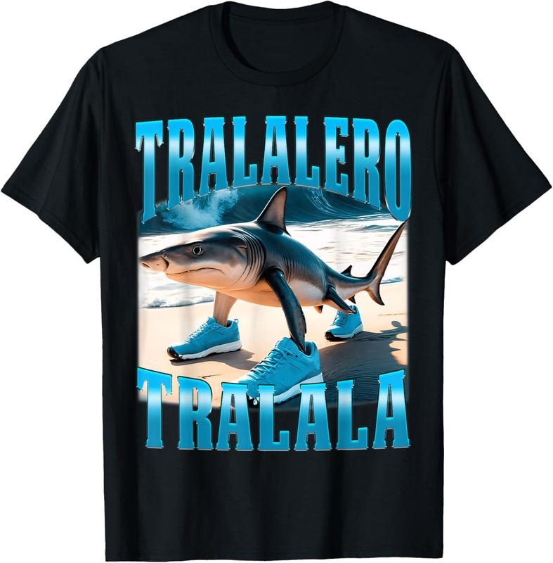 100% Cotton Tralalero Tralala Funny Italian Brainrot Shark Meme Bootleg T-Shirt Hoodie, Sweatshirt | UrbanDripWear.com