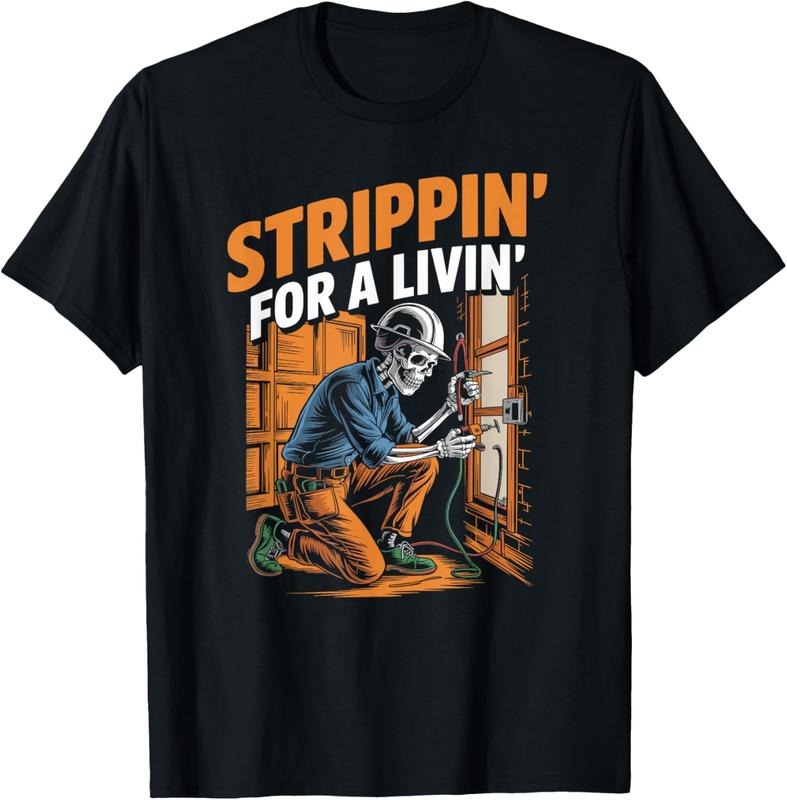 100% Cotton Trippin' For A Livin' Funny Skeleton Electrician Lover T-Shirt Hoodie, Sweatshirt | UrbanDripWear.com