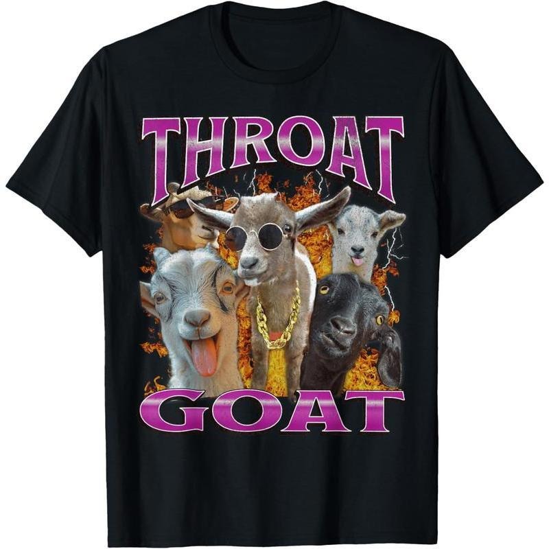 100% Cotton Unisex-Adults Throat Goat Funny Offensive Adult Humor Bootleg Y2K Graphic T-Shirt - Black, Small - Short...