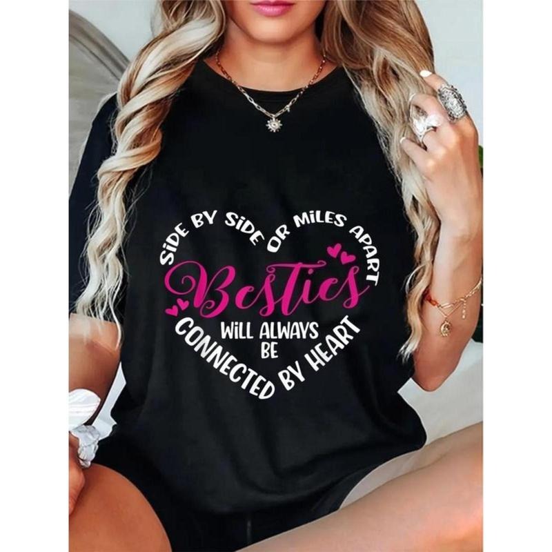 100% Cotton Unisex Besties will always be connected by Heart | BFF Best Friends T-Shirt Casual Top style 02 Hoodie,...