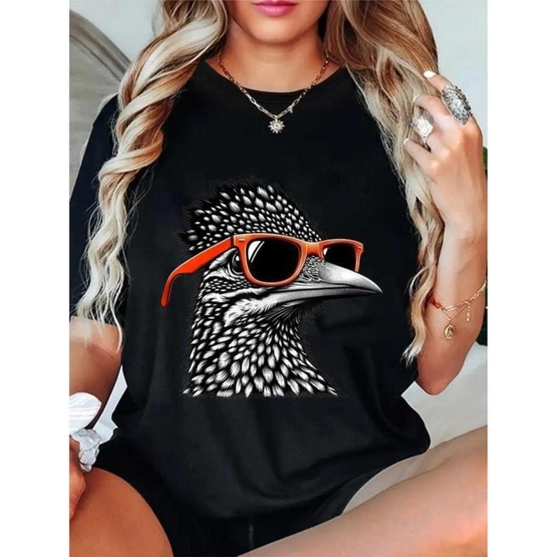 100% Cotton Unisex Cool Roadrunner Bird Wearing Sunglasses Graphic Art T-Shirt Casual Top style 02 Hoodie, Sweatshirt