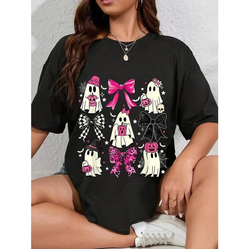 100% Cotton Unisex Coquette Bow Ghost Spooky Season Trick Or Treat Halloween T-Shirt Hoodie, Sweatshirt | UrbanDripWear.com