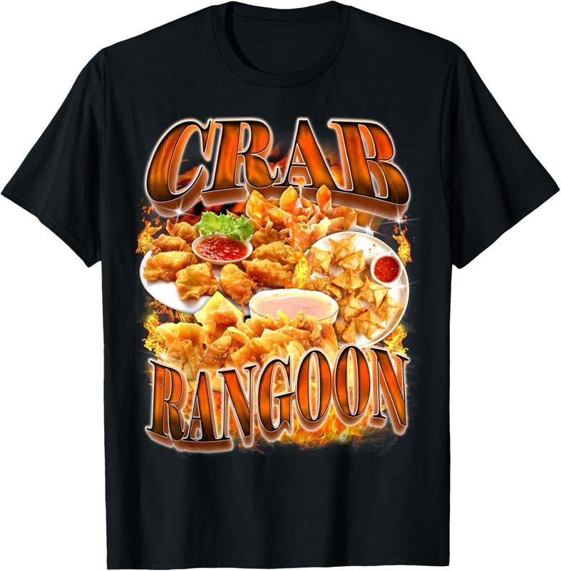 100% Cotton Unisex Crab Rangoon Meme Bootleg Rap Style 90s Vintage Funny 1990s T-Shirt Hoodie, Sweatshirt | UrbanDripWear.com