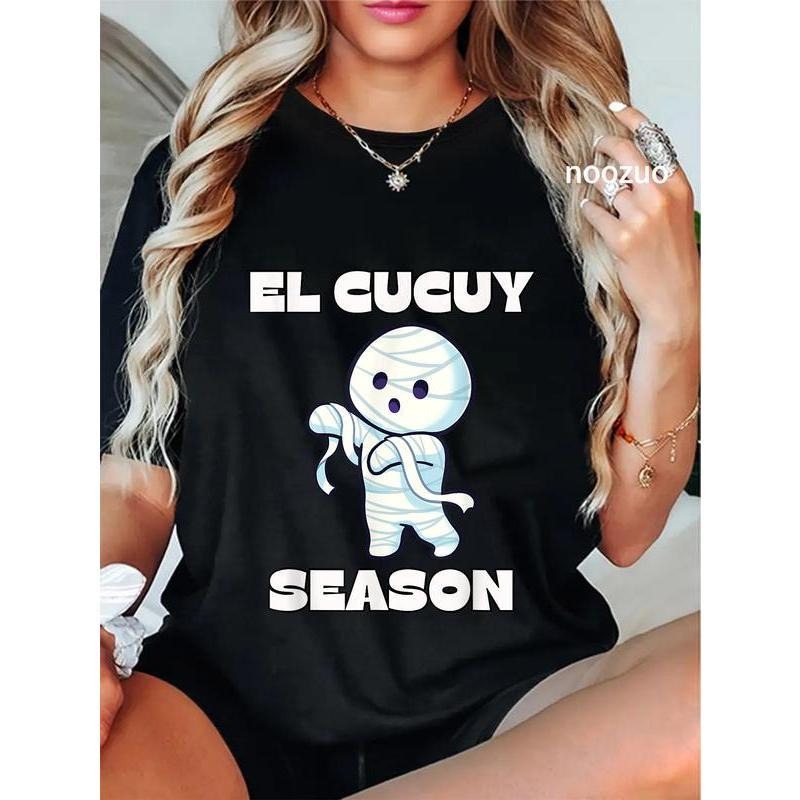100% Cotton Unisex El Cucuy Season - Funny Spanish Halloween Mexican Mummy T-Shirt cotton  on Women's Trendy Crew Neck...