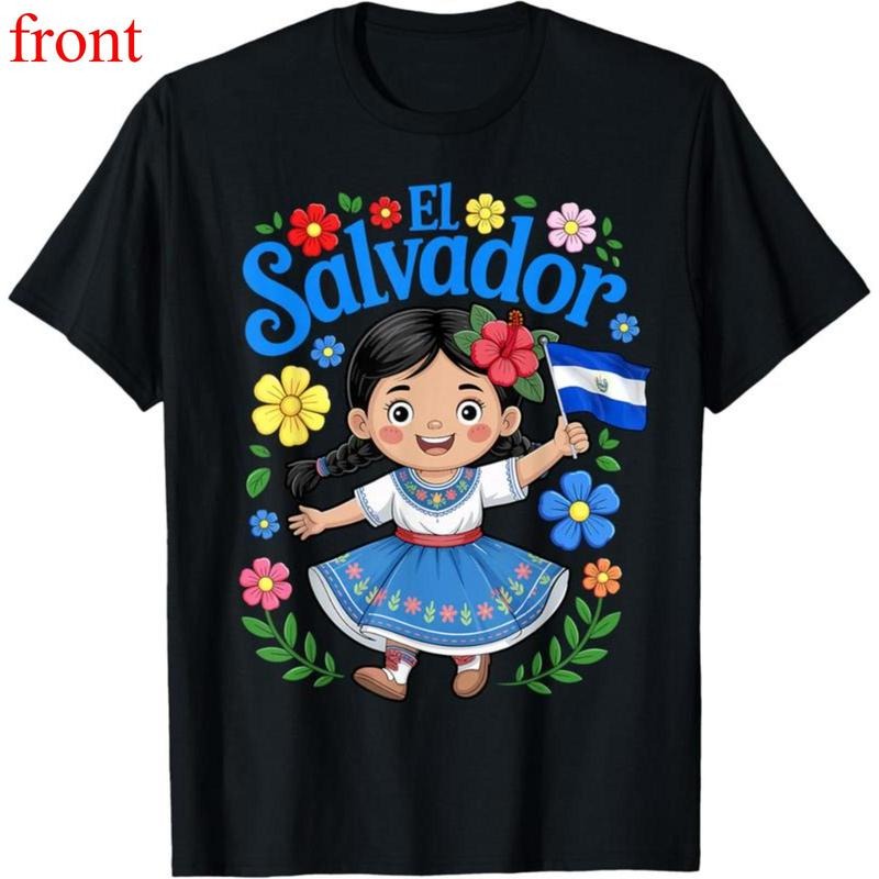 100% Cotton Unisex El Salvador Flag Cute Floral Traditional Style for T-Shirt Hoodie, Sweatshirt | UrbanDripWear.com
