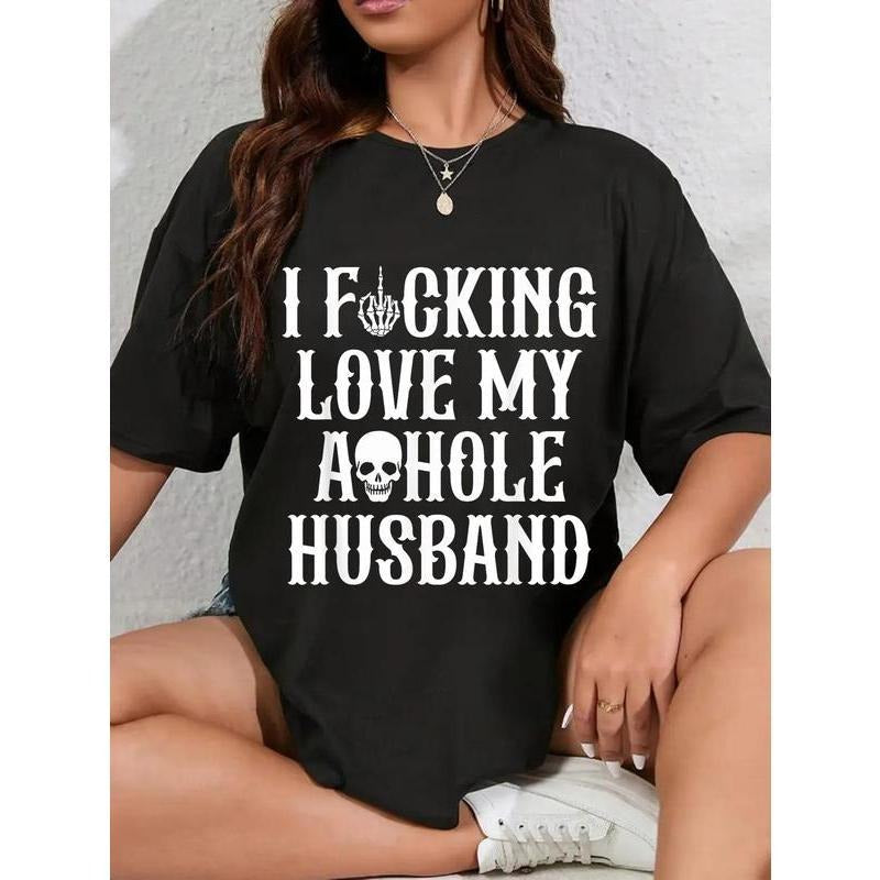 100% Cotton Unisex I Fucking Love My Husband Funny Wife Skull T-Shirt Hoodie, Sweatshirt | UrbanDripWear.com