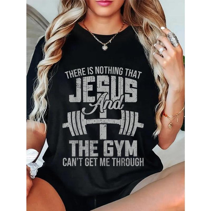 100% Cotton Unisex Nothing Jesus And The Gym Fitness Christian Workout Gym T-Shirt Christ Christian Tops Hoodie, Sweatshirt