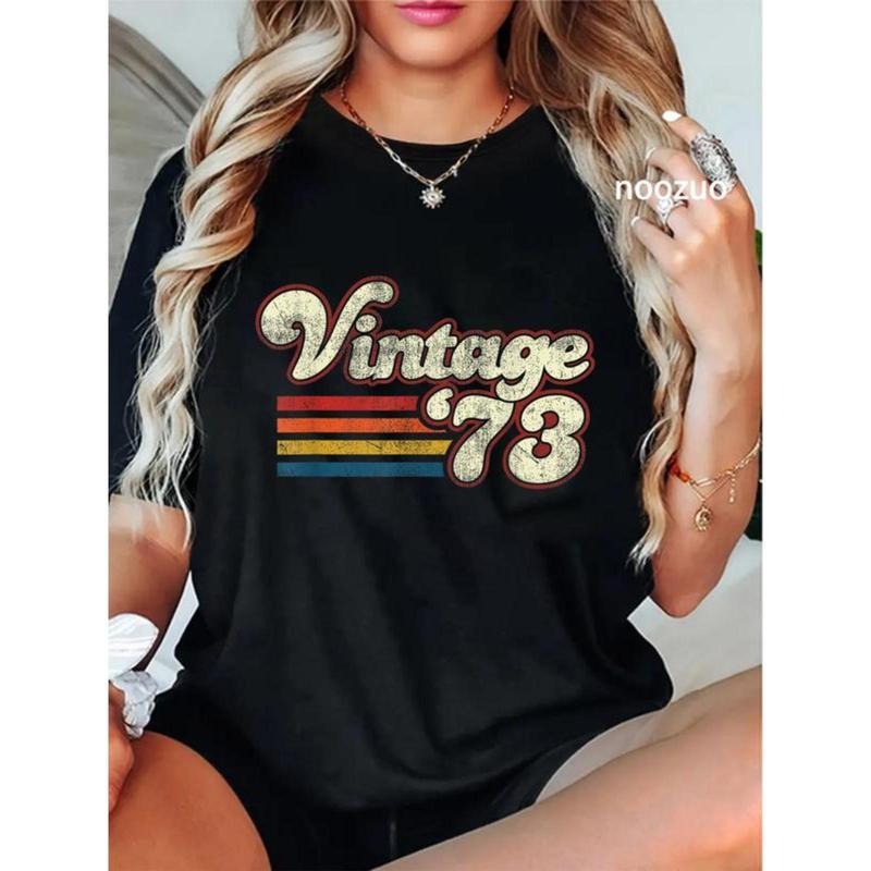 100% Cotton Unisex Vintage 1973 Birthday T-Shirt Retro Birthday Tees Casual Top Hoodie, Sweatshirt | UrbanDripWear.com
