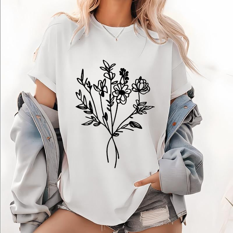 100% Cotton Women's Floral Print T-Shirt