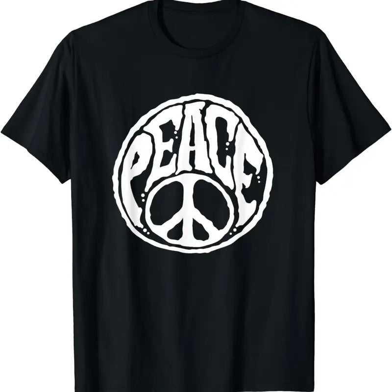 [100% Cotton]World Peace Sign Hippie Kindness White Retro 60s 70s T-Shirt Hoodie, Sweatshirt | UrbanDripWear.com