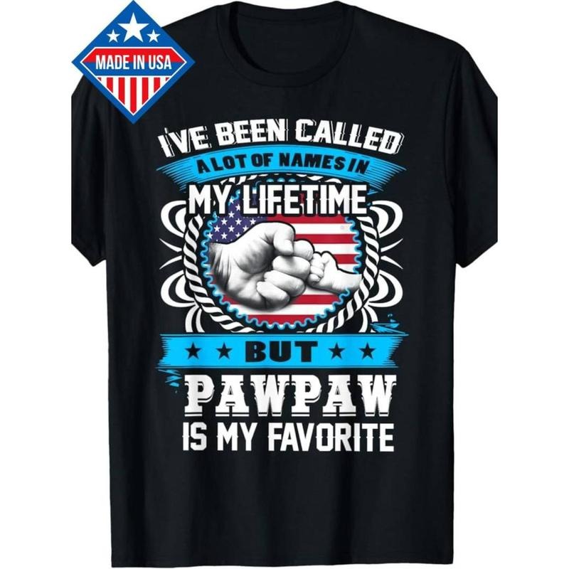 100% Made in USA, Men's Patriotic "Pawpaw Is My Favorite" Graphic T-Shirt Comfy Menswear Hoodie, Sweatshirt