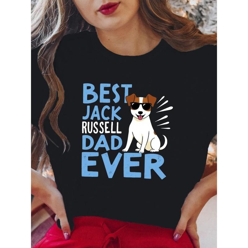 100% Pure, Best Jack Russell Dad Print T-Shirt for Spring And Summer Round Neck Short Sleeved Women'S T-Shirt, Breathable...