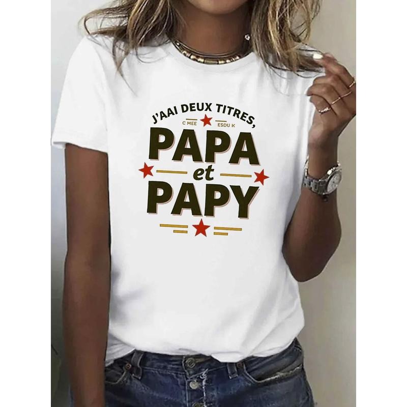 100% Pure, Dad And Grandpa Pattern Printed T-Shirt, Spring And Summer Round Neck Short Sleeved Women'S T-Shirt, Pure...