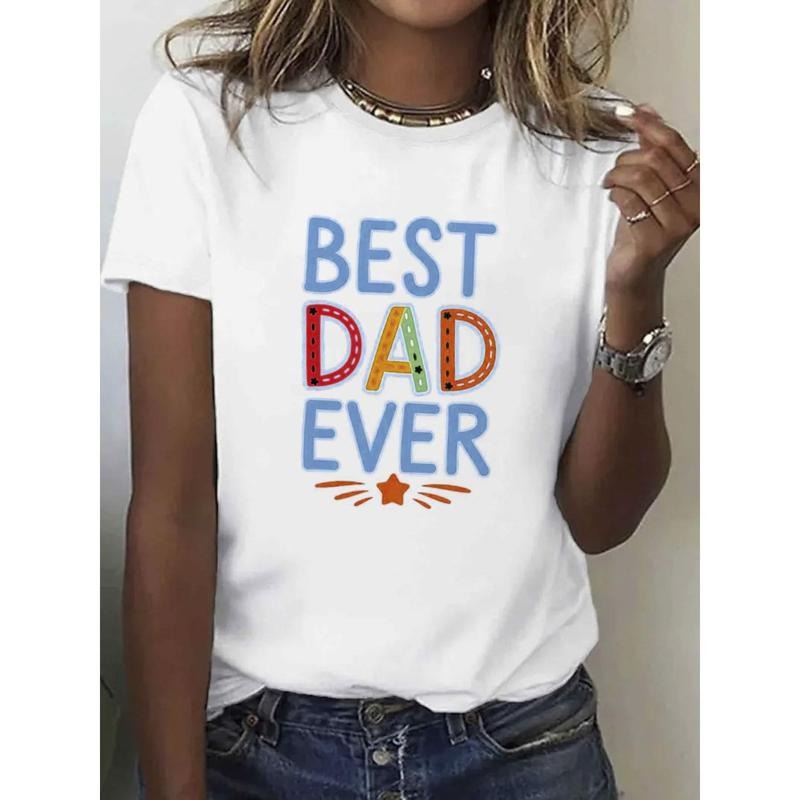 100% Pure, The Best Father Pattern Printed T-Shirt for Spring And Summer Round Neck Short Sleeved Women'S T-Shirt, Pure...
