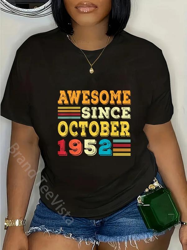 100% cotton 73 Years Old Awesome Since October 1952 73rd Birthday Gifts T-Shirt women graphic shirts Hoodie, Sweatshirt