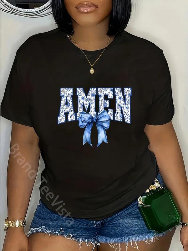 100% cotton Amen Floral Toile Blue Coquette Bow Religious Faith Jesus T-Shirt women graphic shirts Hoodie, Sweatshirt