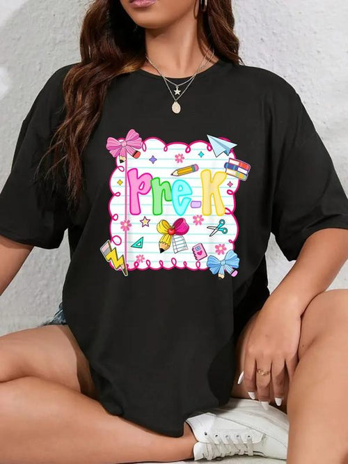 100% cotton Back to School  Pre-K Preschool Preppy Teacher Girls T-Shirt women graphic shirts Hoodie, Sweatshirt