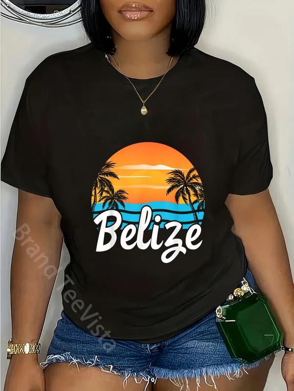 100% cotton Belize Souvenir Tropical Beach Sunset Retro T-Shirt women graphic shirts Hoodie, Sweatshirt | UrbanDripWear.com