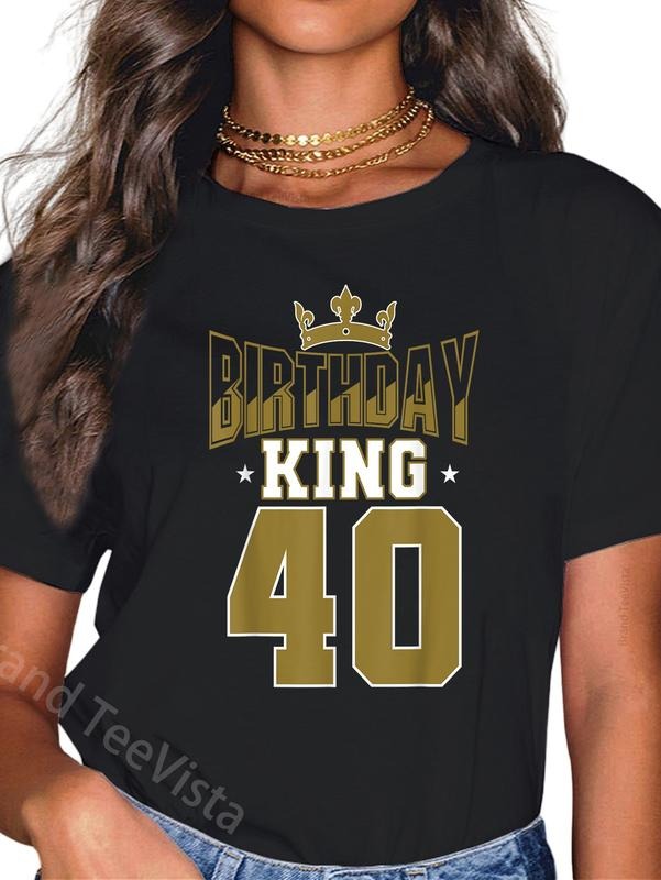 100% cotton Birthday King 40 Bday Party Celebration 40th Royal Theme T-Shirt women graphic shirts Hoodie, Sweatshirt
