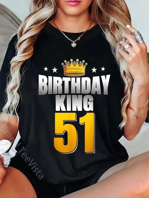 100% cotton Birthday King 51 Years Old Dad Husband 51st Birthday T-Shirt women graphic shirts Hoodie, Sweatshirt