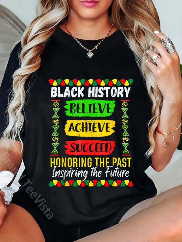 100% cotton Black History Month Believe Achieve Succeed Melanin African T-Shirt women graphic shirts Hoodie, Sweatshirt