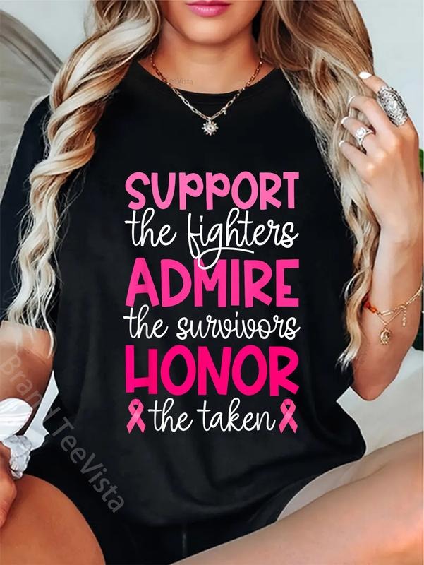 100% cotton Breast Cancer Support Admire Honor Breast Cancer Awareness T-Shirt women graphic shirts style 02 Hoodie,...