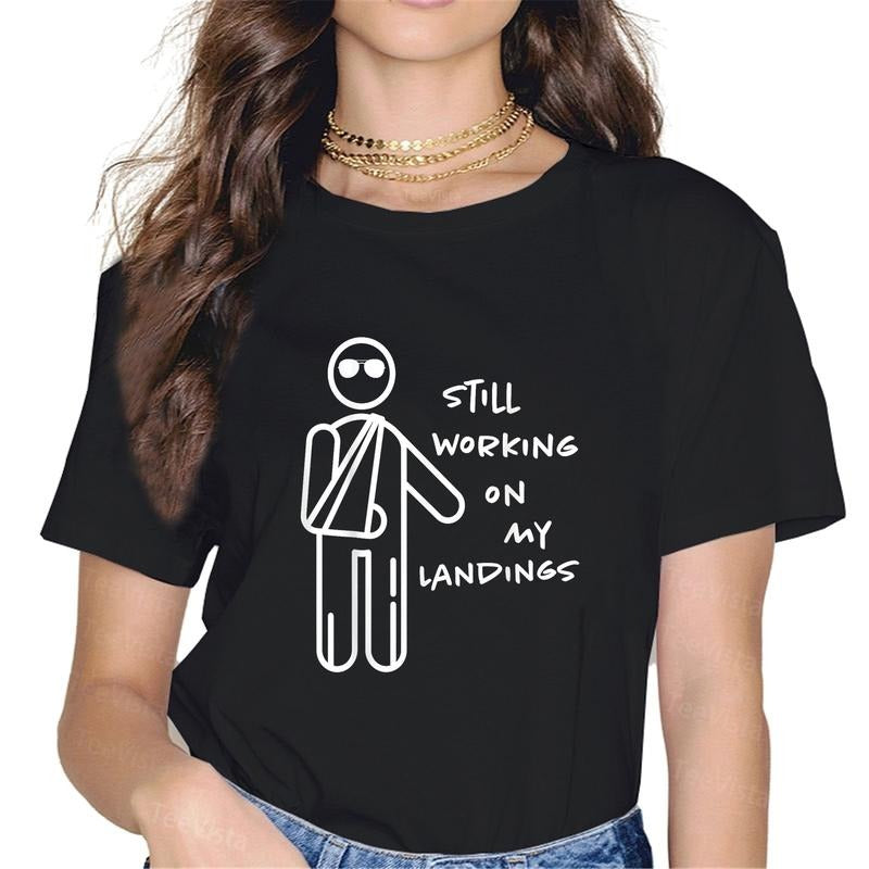 100% cotton Broken Arm Get Well Working on Landings Funny Gift T-Shirt women graphic shirts Hoodie, Sweatshirt