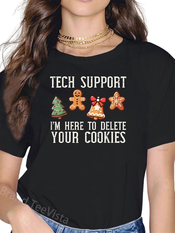 100% cotton Christmas Tech Support Here To Delete Cookies Xmas Men Women T-Shirt women graphic shirts Hoodie, Sweatshirt